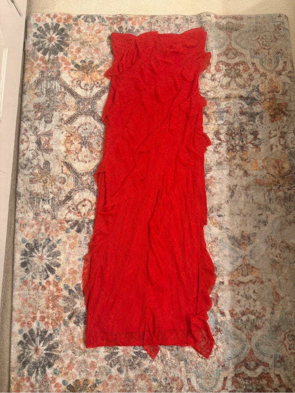 wild fable Red Ruffle Midi Dress